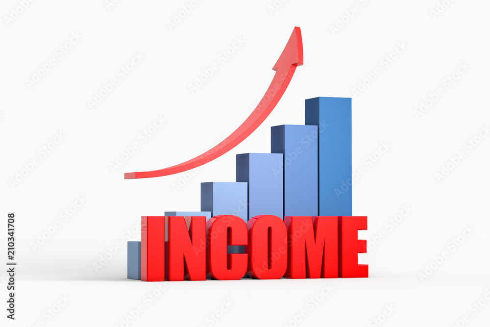 chart and arrow with income ,business concept chart and arrow with income ,business concept