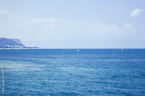 Calm Mediterranean Sea and the beach in Antalya