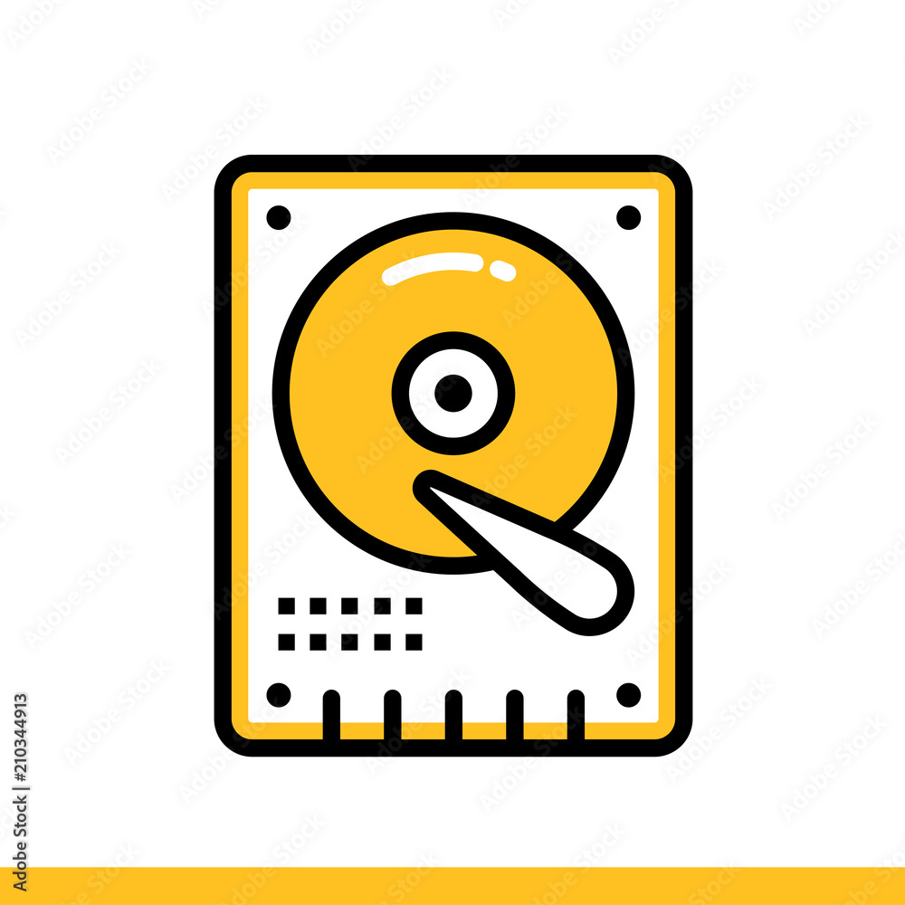 Linear icon Hard drive. Data computing and internet technology icon. Suitable for print, website and presentation