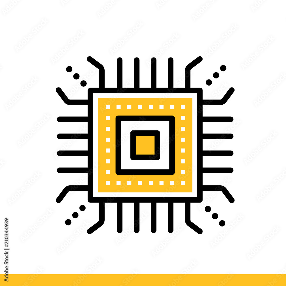 Linear icon CPU, hardware. Data computing and internet technology icon. Suitable for print, website and presentation Linear icon CPU, hardware. Data computing and internet technology icon. Suitable for print, website and presentation
