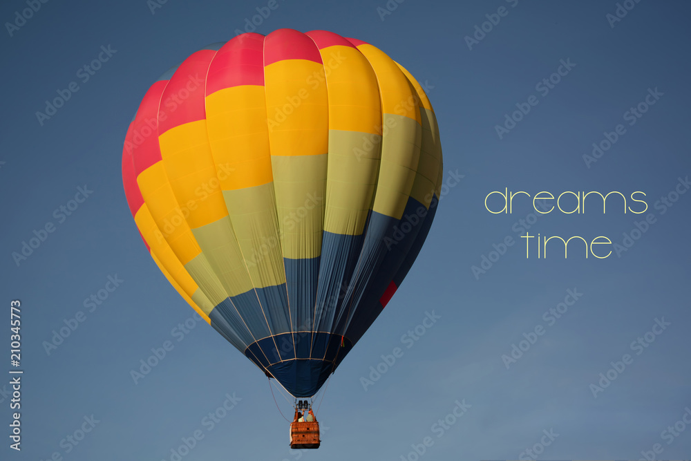 Fototapeta premium Dreams time concept. Hot air balloon colorful in sky