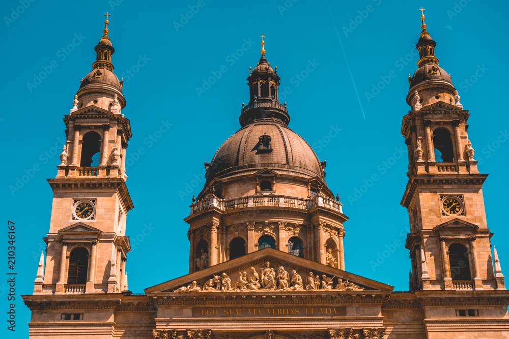 rooftop of St. Stephen's Basilica with clean background sky