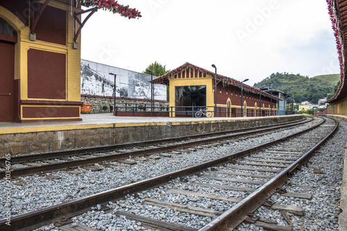 Guararema, SP, Brazil, December 20, 2017. Guararema Railway Station, inaugurated in 1927, typical of the railroads of southeastern Brazil, in Guararema city. photo