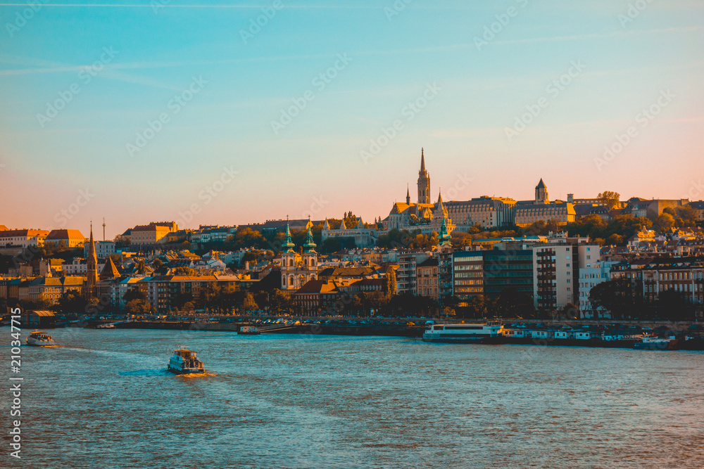 Naklejka premium panoramic overview about budapest and danube river