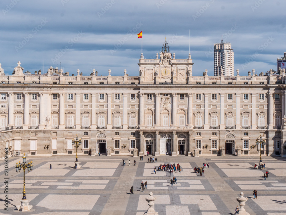 Aerial view over Royal Palace in Madrid