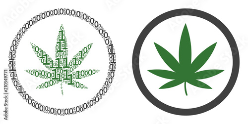 Cannabis collage icon of one and zero digits in various sizes. Vector digital symbols are grouped into cannabis illustration design concept.