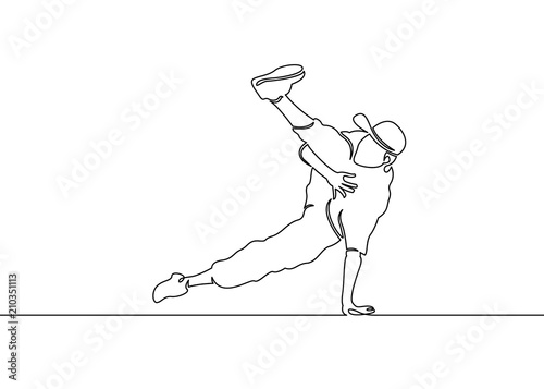 Continuous one painted single line dancer breakdance move
