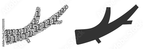 Firewood collage icon of binary digits in different sizes. Vector digits are grouped into firewood illustration design concept.