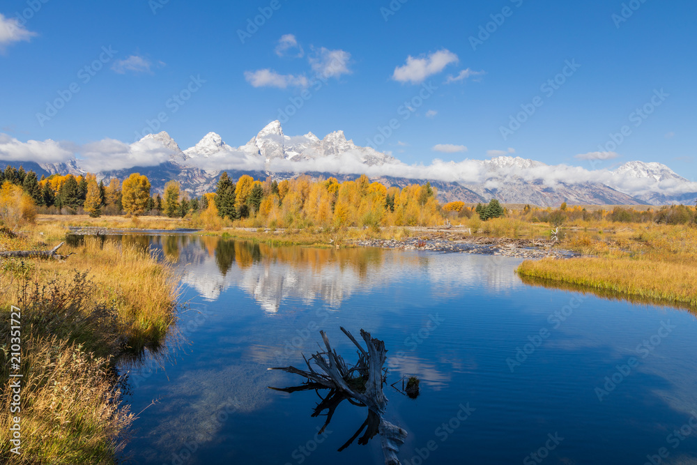 Scenic Autumn Reflection Landscape int he Tetons