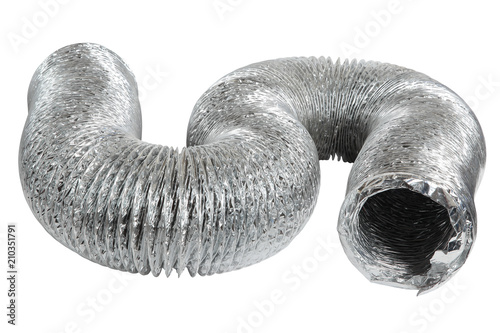Exhaust ventilation  pipe isolated on white background. The concept of industrial equipment and technologies. Gas-fired hood. Home air extraction system. Ventilation system