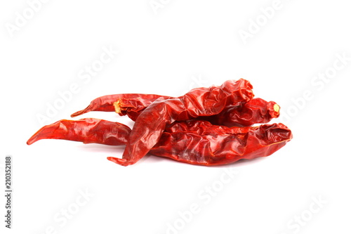 Dried red chili, Chilli red Spicy hot flavor, Chilli dry on white background