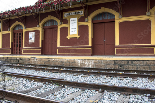 Guararema, SP, Brazil, December 20, 2017. Guararema Railway Station, inaugurated in 1927, typical of the railroads of southeastern Brazil, in Guararema city. photo