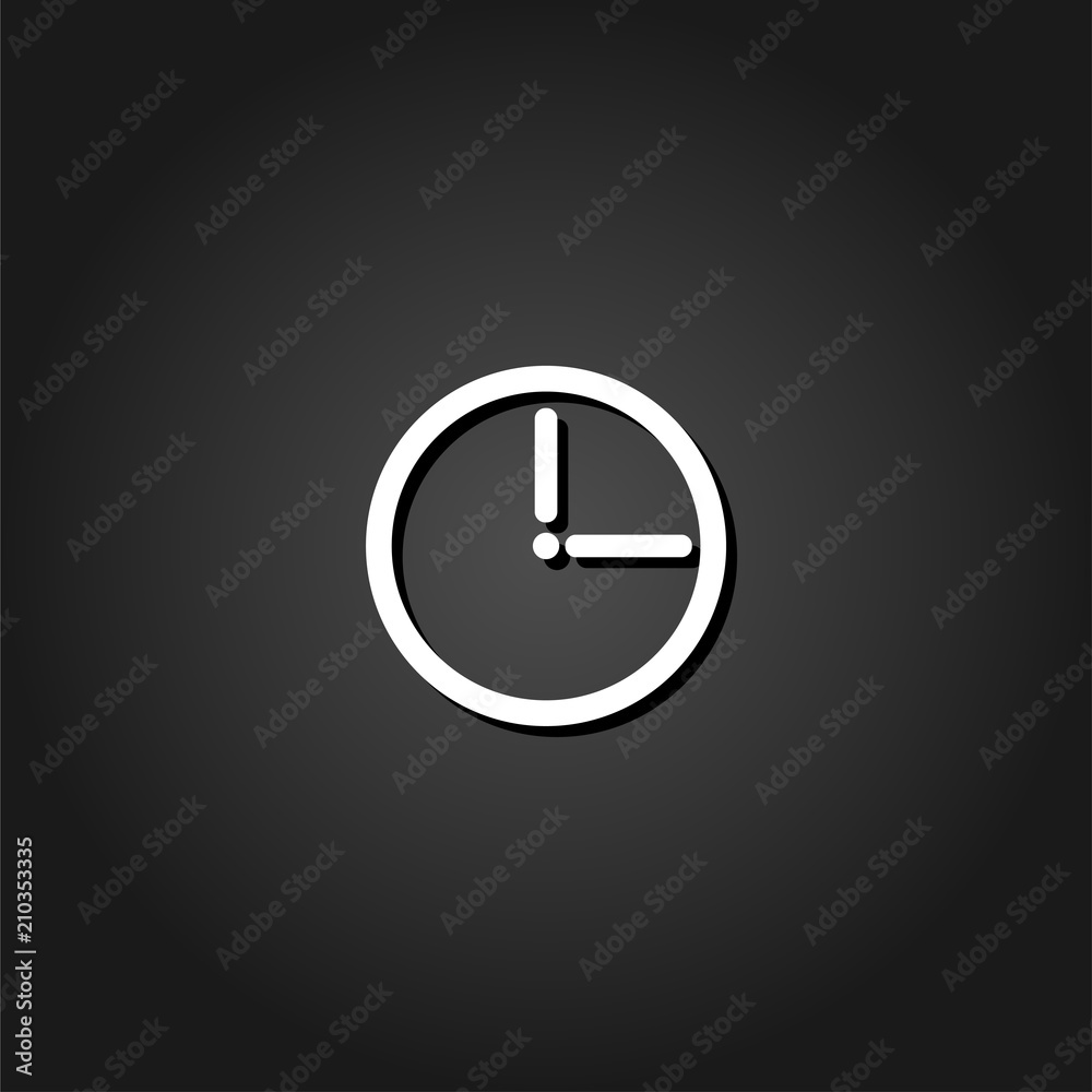 Passage of time icon flat. Simple White pictogram on black background with shadow. Vector illustration symbol