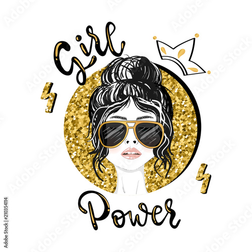 Girl power slogan vector print. For t-shirt or other uses,T-shirt graphics / textile graphic