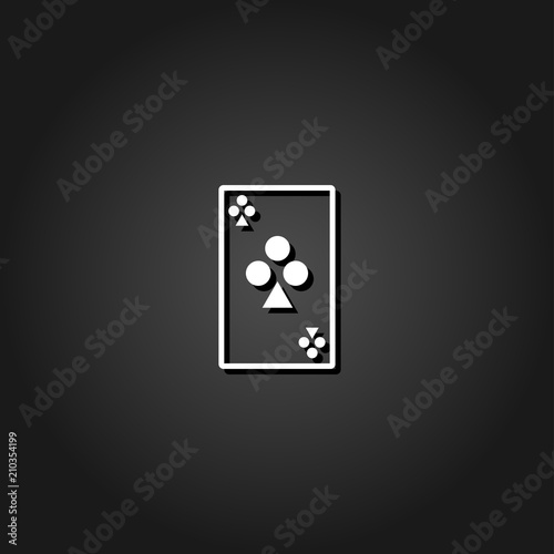 Playing cards icon flat. Simple White pictogram on black background with shadow. Vector illustration symbol