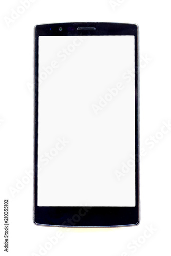 Front view of modern smartphone isolated on white background