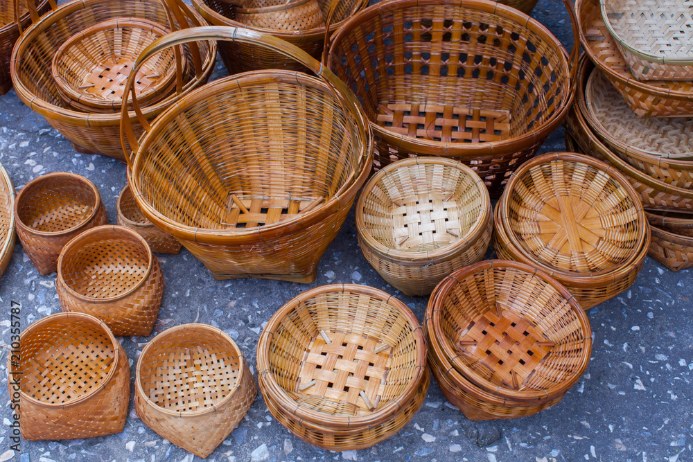 Wooden empty basket by handmade Wooden empty basket by handmade