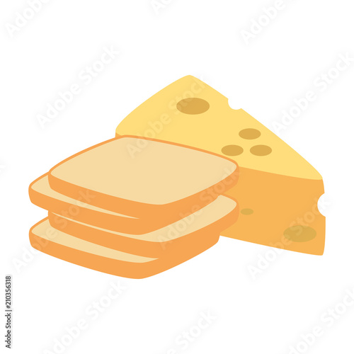 cheese piece with bread healthy food vector illustration design