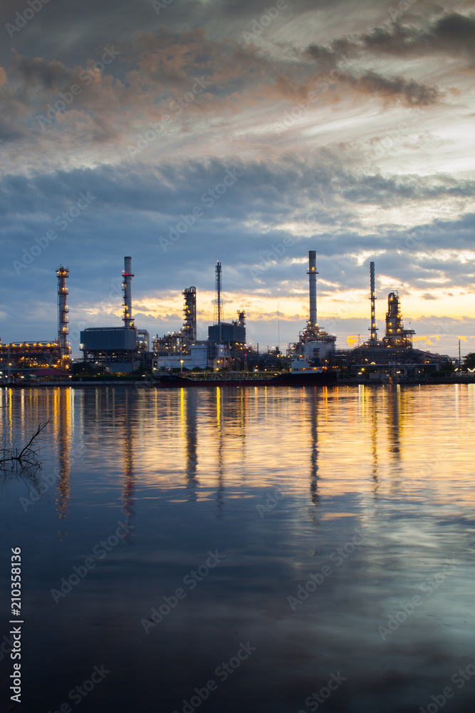 Oil refinery industry reflection on water