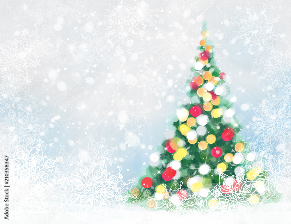 Vector Christmas tree greeting card. Vector Christmas tree greeting card.