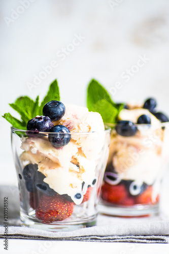 Summer dessert with fresh ripe berries