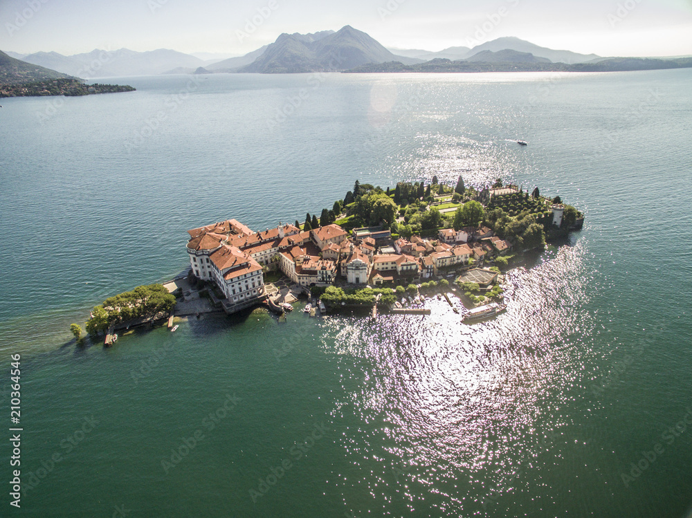ISOLA BELLA AERIAL DRONE PHOTO. MOST BEAUTYFUL ISLAND IN ITALY.
