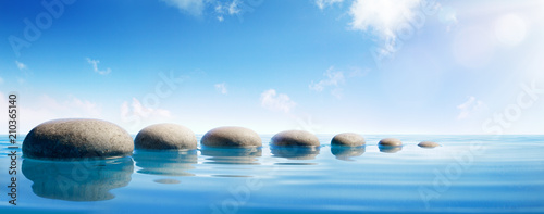 Step Stones In Blue Water - Zen Concept
