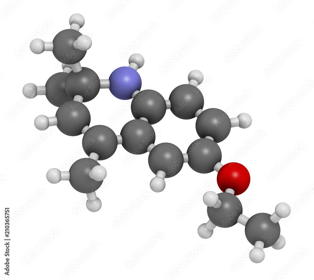 Ethoxyquin antioxidant food preservative molecule. Also used to control