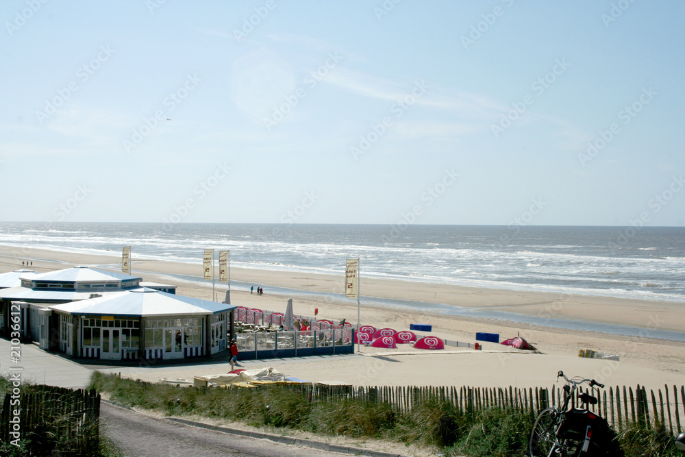 Abandoned terraces of a beach,house,restaurant,on an empty beach
