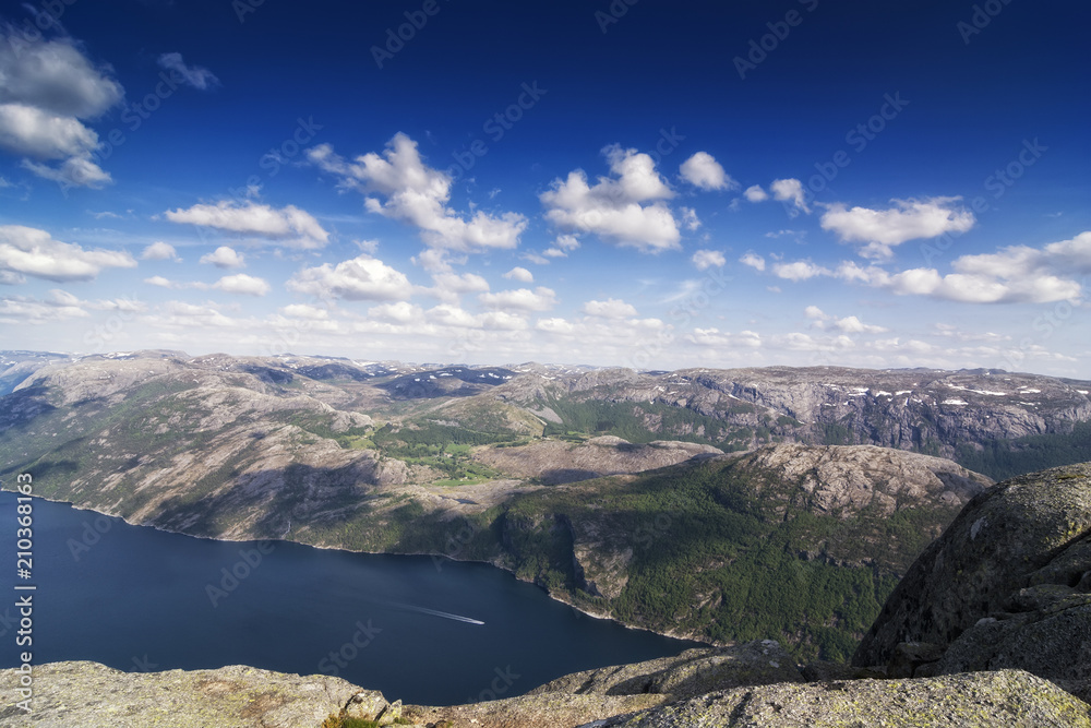 the Norwegian Lysefjord, a beautiful landscape