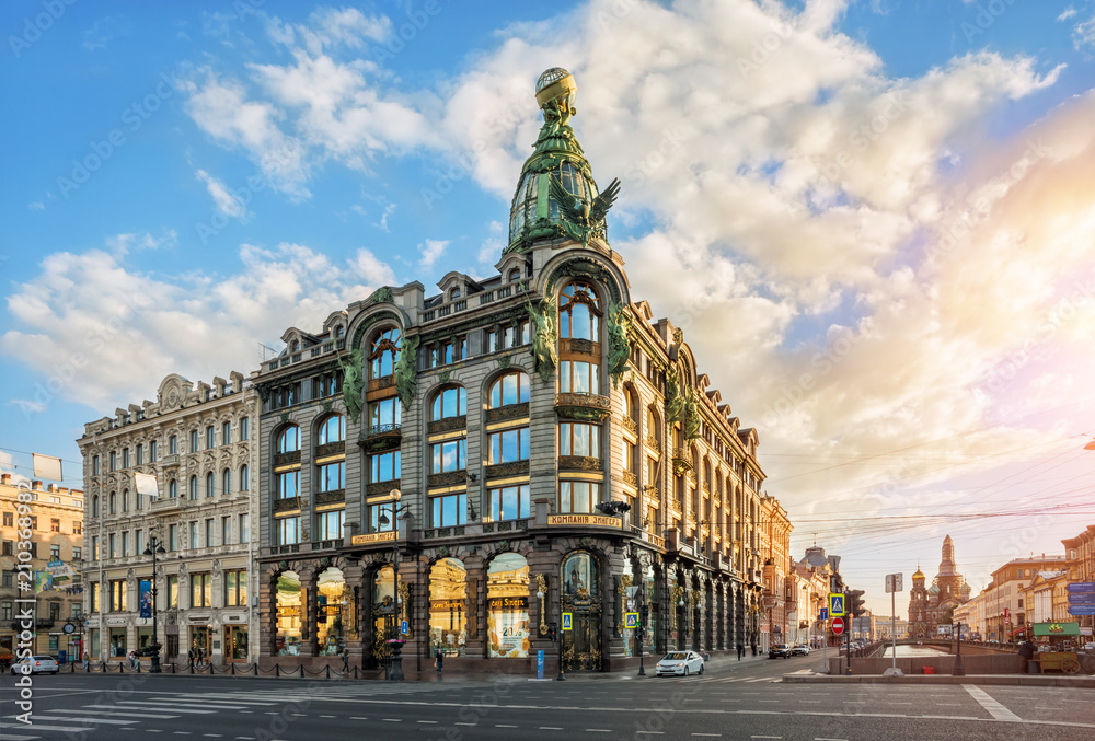 Naklejka premium Дом Зингера на Невском проспекте в Санкт-Петербурге Singer House on Nevsky Prospekt