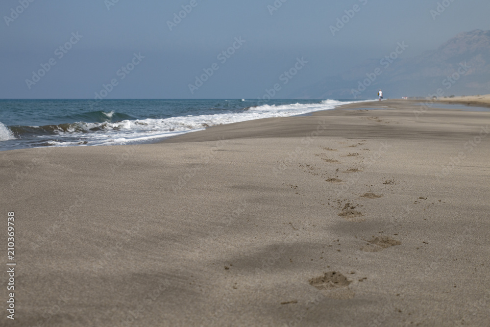 Footprints on the Patara Beach in Kas, Antalya/ Turkey
