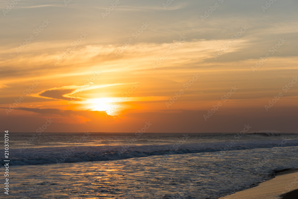 Sunset, view from the beach of Kuta