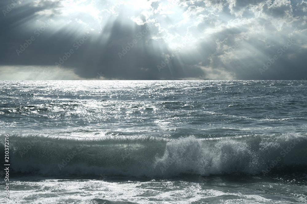 Big ocean wave breaking the shore Big ocean wave breaking the shore