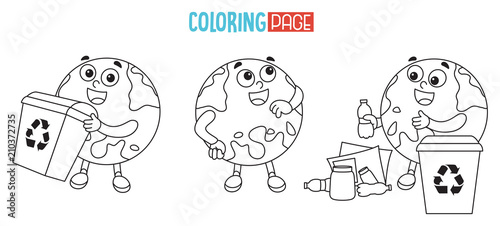 Vector Illustration Of Earth Coloring Page