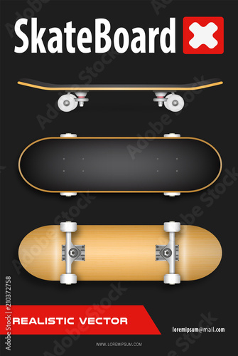 Realistic skateboard set vector