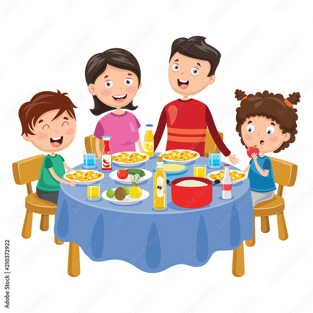 Vector Illustration Of Family Having Dinner Vector Illustration Of Family Having Dinner