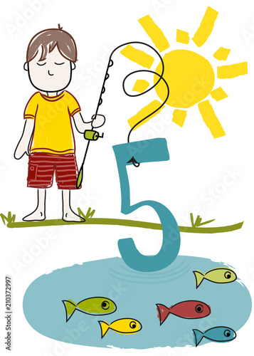 Counting flashcard. Educational learning graphic. Vector illustration.