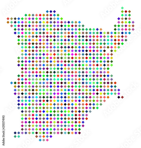 Multicolored dot Koh Samui map. Vector concept of Koh Samui map organized of rhombus elements pattern. Abstract geographic pixelated scheme in random colors.