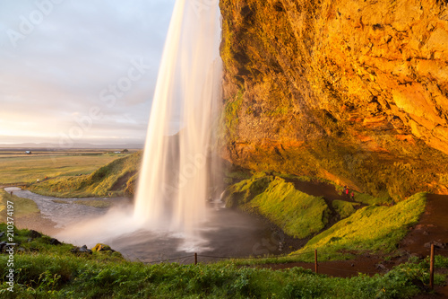 Seljalandsfoss waterfall - one of the most famous and beautiful waterfalls, Iceland