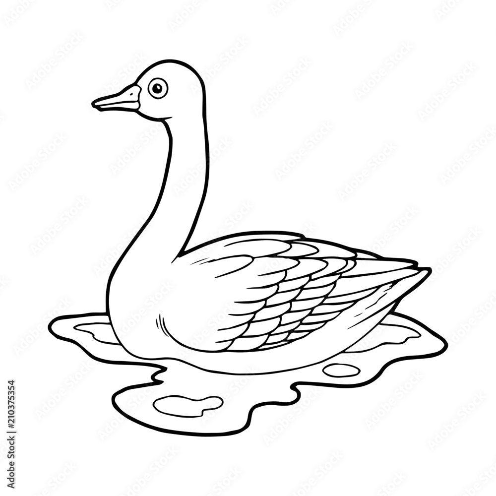 Goose cartoon illustration isolated on white background for children color book Goose cartoon illustration isolated on white background for children color book