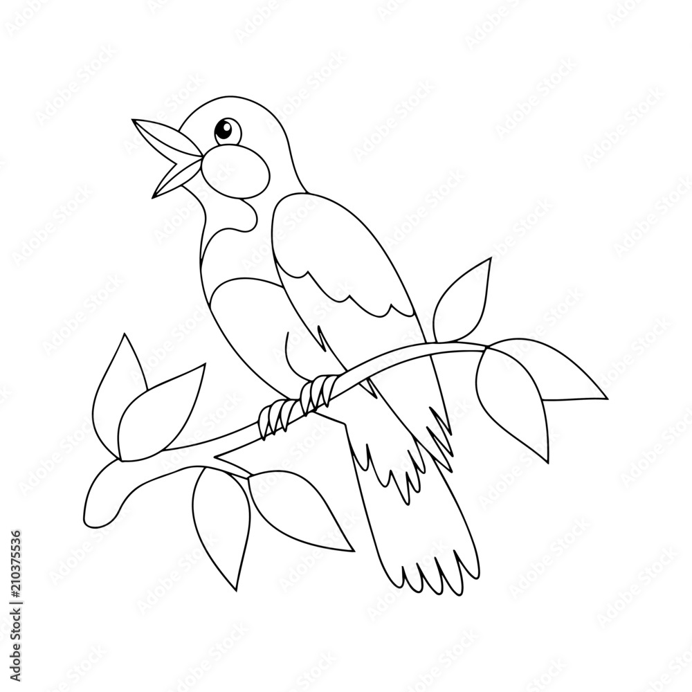 Fototapeta premium Sparrow cartoon illustration isolated on white background for children color book