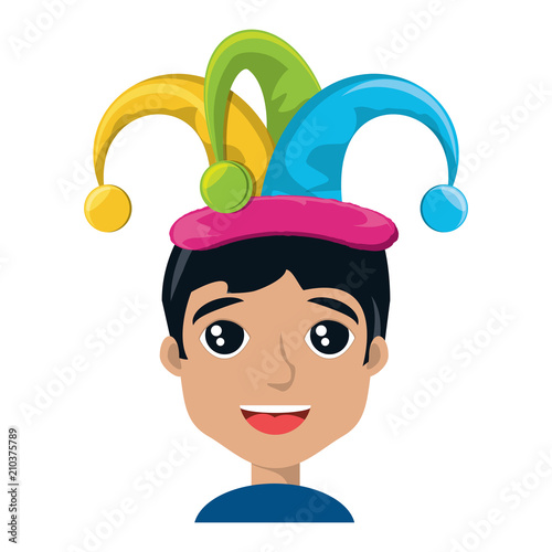 cartoon happy boy with hester hat over white background, colorful design. vector illustration photo