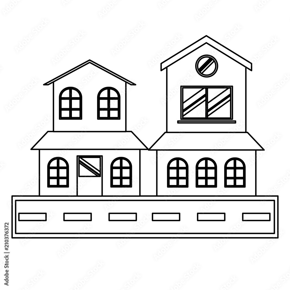 Street with houses over white background, vector illustration Street with houses over white background, vector illustration