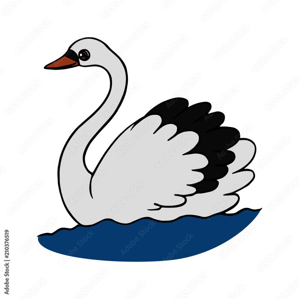 Swan cartoon illustration isolated on white background for children color book Swan cartoon illustration isolated on white background for children color book