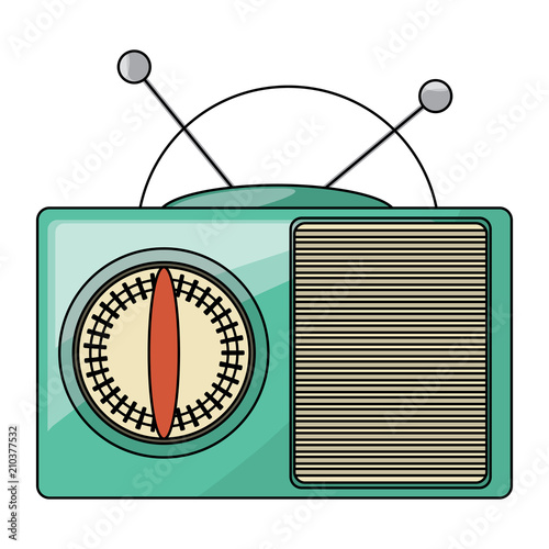 retro radio icon over white background, vector illustration