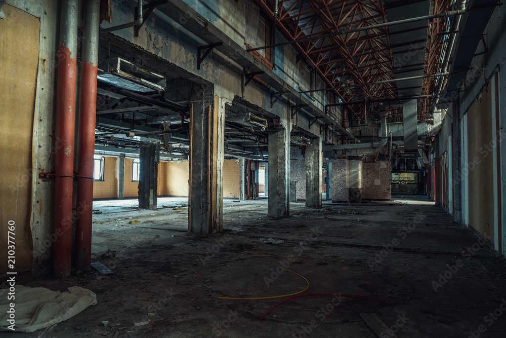 Ruins of buildings, abandoned gloomy and terrifying factory buildings Ruins of buildings, abandoned gloomy and terrifying factory buildings