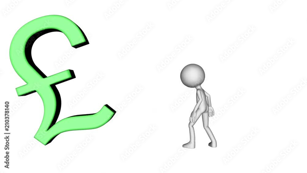 Stickman pushes out pound sterling sign Stickman pushes out pound sterling sign