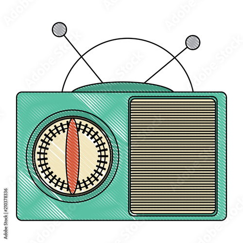 retro radio icon over white background, vector illustration