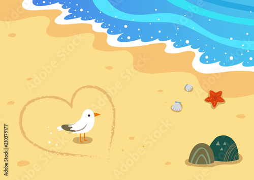 Seagull and beach scenery